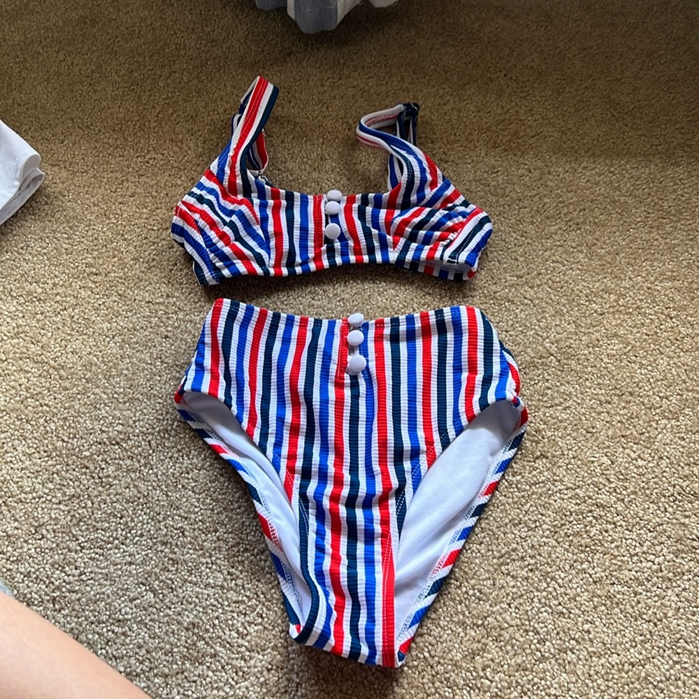 Red White and Blue swim suit.